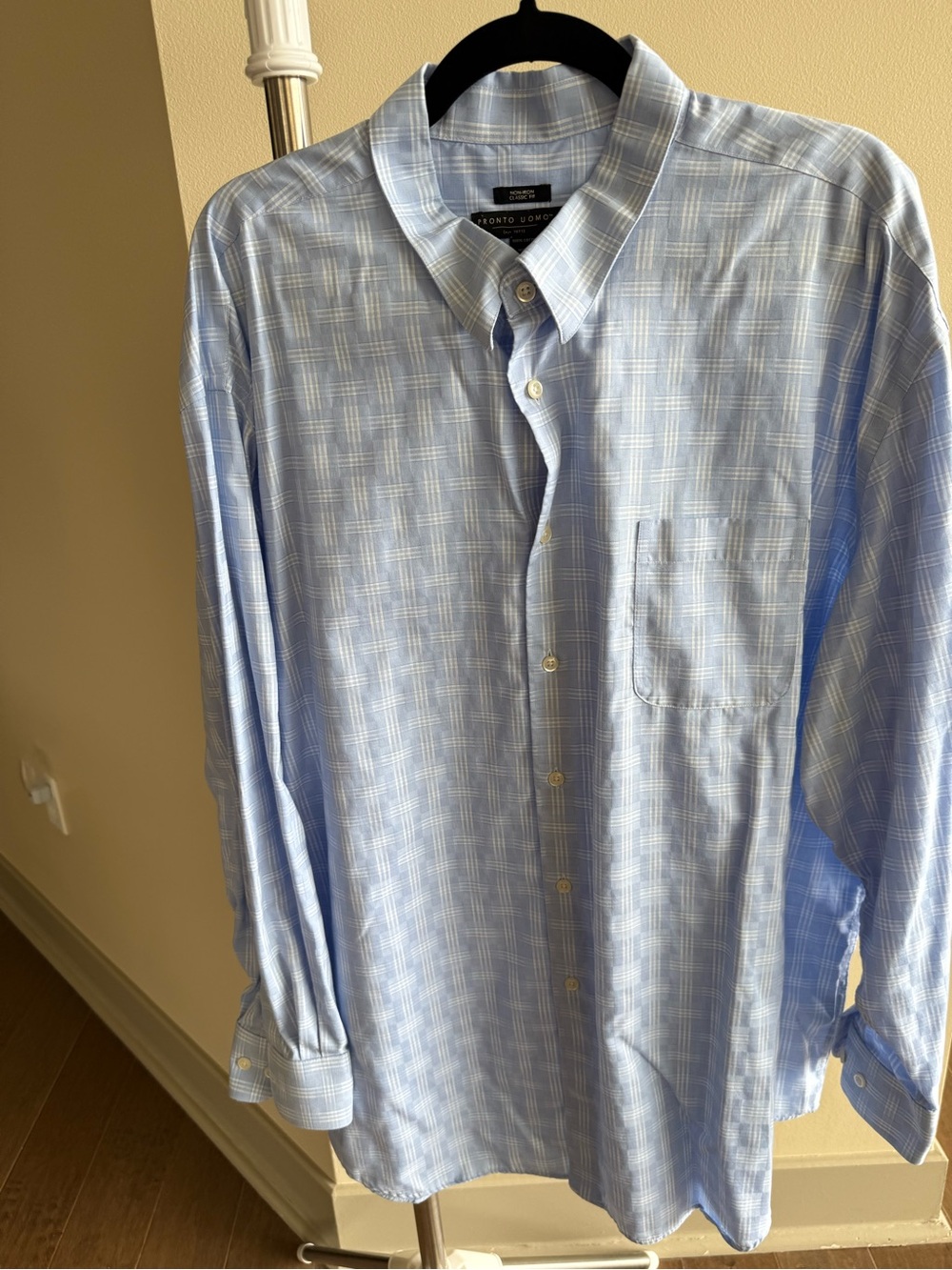 Pronto Uomo Light Blue Plaid Long-Sleeve Button-Down Shirt